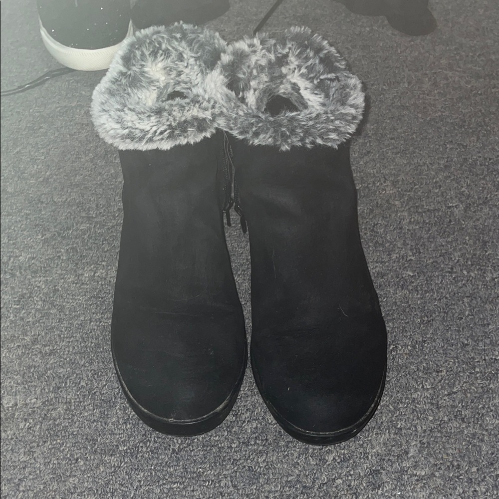 Women's Black Faux Fur Ankle Boots